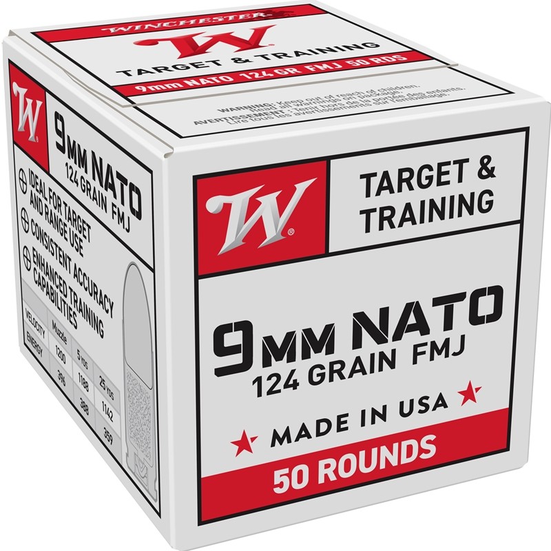 WIN W9NATO50 9MM 124 FMJ 50RD - 556 Black Friday Promotion